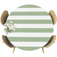 thumbnail image 1 of Sage Green Striped Round Tablecloth 36-44 Inch Round Fitted Table Cloth with Elastic Edge, Farmhouse Sage Green Stripes Waterproof Table Cover Protector for Outdoor Picnic Party Dining, 1 of 6