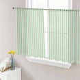 thumbnail image 1 of Sage Green Striped Semi Sheer Curtains 45 Inch Length 2 Panels Set, Modern Simple Farmhouse Beige Sheer Kitchen Curtain Privacy Voile Window Curtain for Living Room Bedroom Rod Pocket Drapes, 1 of 7
