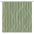 thumbnail image 1 of Sage Green Striped Shower Curtain Line Wavy Simple Modern Fashion Fabric Bathroom Decor Set with Hooks(72" Wx84 H), 1 of 3