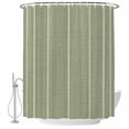 thumbnail image 1 of Sage Green Striped Shower Curtain Set - 48" x 72" Washable Bathtub Curtain with 12 Hooks, Farmhouse Linen Texture Line Stripes Waterproof Fabric Stall Shower Curtains for Bathroom/Bathtub Décor, 1 of 8