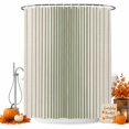 thumbnail image 1 of Sage Green Striped Shower Curtain Set - Standard 72" x 72" Washable Bathtub Curtain with 12 Hooks, Farmhouse Beige Stripes Vintage Rustic Waterproof Fabric Stall Shower Curtains for Bathroom Décor, 1 of 8