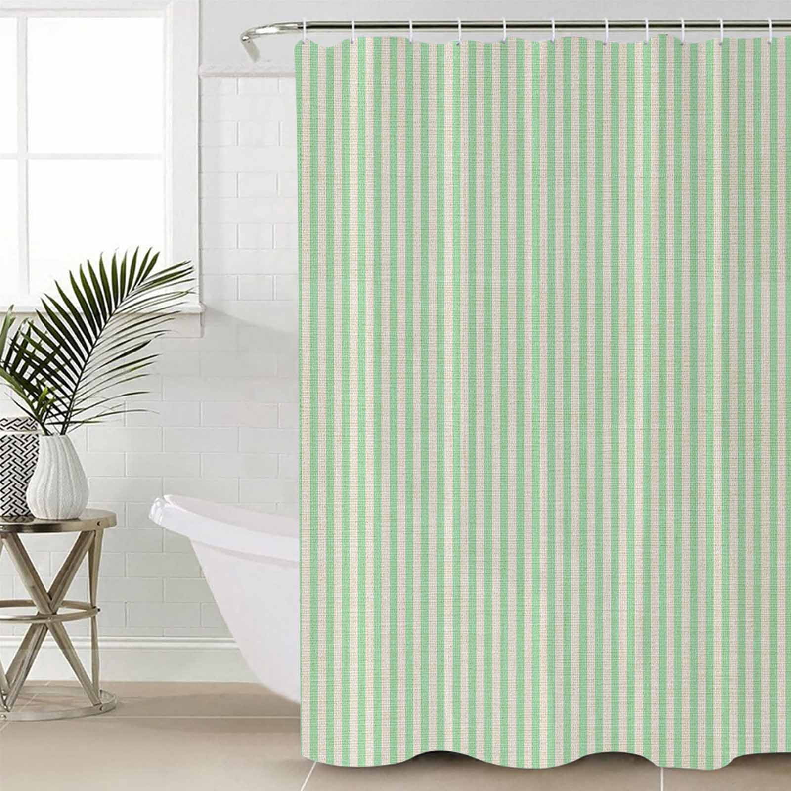 Green Striped Shower Curtain Sage Green Striped Shower Curtain Set, Waterproof Shower Curtains for