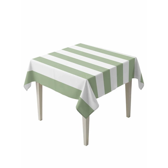 Sage Green Striped Table Cloth, Farmhouse Sage Green Stripes Waterproof Tablecloth for Square Tables, Reusable Washable Fabric Table Cover for Restaurant Kitchen Dining Tables 60"x60"
