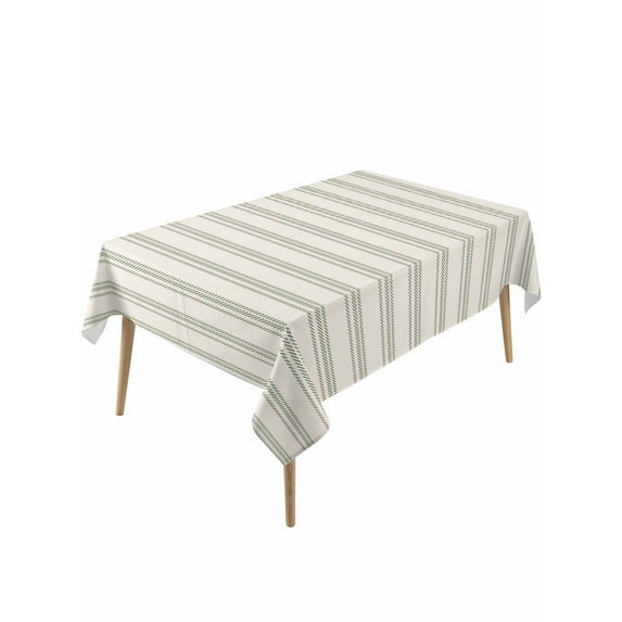 Sage Green Striped Table Cloth, Modern Farmhouse Green Stripes Waterproof Tablecloth for Rectangle Tables, Reusable Washable Fabric Table Cover for Restaurant Kitchen Dining Tables 54"x108"