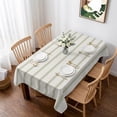 thumbnail image 1 of Sage Green Striped Table Cloth Waterproof Tablecloths, Rustic Green Stripe Modern Art Beige Tablecloth Dining Table Cover for Kitchen Party Tabletop Outdoor, Rectangle Tablecloth 60x84 Inch, 1 of 9