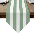 thumbnail image 1 of Sage Green Striped Table Runner Linen Burlap Table Runner 72 Inches Long Modern Green Stripes Farmhouse Dresser Scarves for Kitchen Island Coffee Dining Room Party Wedding Holiday Decoration 14"x72", 1 of 8