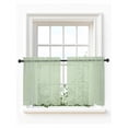 thumbnail image 1 of Sage Green Striped Tier Curtains 36 Inch Length,Sheer Curtains for Bedroom Living Room Window Modern Simple Farmhouse Beige Rod Pocket Drapes Kitchen Curtains Small Half Window 27.5"x36" 2 Panels, 1 of 6