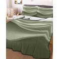 thumbnail image 1 of Sage Green Striped Twin Size Down Alternative Comforter,Lightweight Comforter Quilt Bedding Set with Pillow Shams Modern Abstract Art Wave Moire Gradient Bed Comforter Duvet Insert 68"x86", 1 of 7