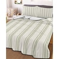 thumbnail image 1 of Sage Green Striped Twin Size Down Alternative Comforter, Lightweight Comforter Quilt Bedding Set with Pillow Shams Modern Farmhouse Green Stripes All Seasons Bed Comforter Duvet Insert 68"x86", 1 of 7