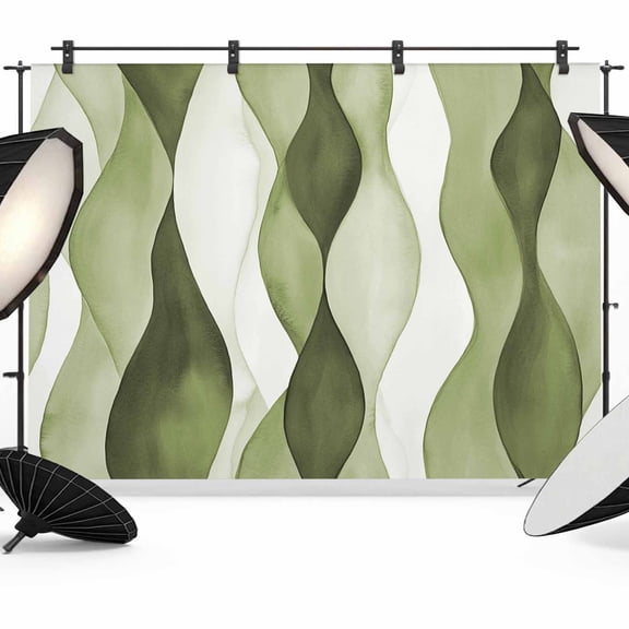 Sage Green Stripes Backdrop for Photoshoot,Photography Photo Studio Background Wall Backdrop,Retro Farmhouse Abstract Ripple Back Drop Banner Panel for Portraits Wedding Party Live Streaming 8x6Ft