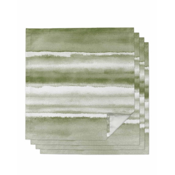 Sage Green Stripes Cloth Napkins Set of 4 Reusable Dinner Napkins, Watercolor Gradient Abstract Striped Cocktail Napkin Washable Table Napkins for Wedding/Holiday Party/Baby Shower 20"x20"