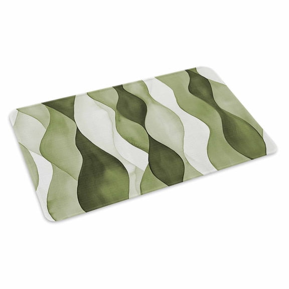 Sage Green Stripes Doormat Outdoor Entrance 16"x24", Retro Farmhouse Abstract Ripple Absorb Moisture Dirt Door Mats, Non-Slip Rubber Backing Floor Mats Indoor, Low-Profile Front Door Rugs