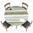 thumbnail image 1 of Sage Green Stripes Fitted Tablecloth with Elastic Edged, Round Table Cloth for Dining Table, Watercolor Gradient Abstract Striped Waterproof Oil Proof Table Cover for Indoor Outdoor 36"-44", 1 of 8