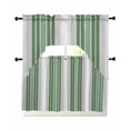 thumbnail image 1 of Sage Green Stripes Kitchen Curtains Sets 24 Inch Length with Valance, Farmhouse Minimalist Abstract Lines Swag Valances and Tiers Curtain Set Drapes Swag Curtains for Living Room, Bathroom, Bedroom, 1 of 6