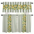 thumbnail image 1 of Sage Green Stripes Kitchen Curtains Sets for Windows 24 Inch Length, Summer Spring Botanical Lemon Leaves Rod Pocket Window Treatments Tier Curtains and Valances Set for Bedroom/Bathroom, 1 of 8