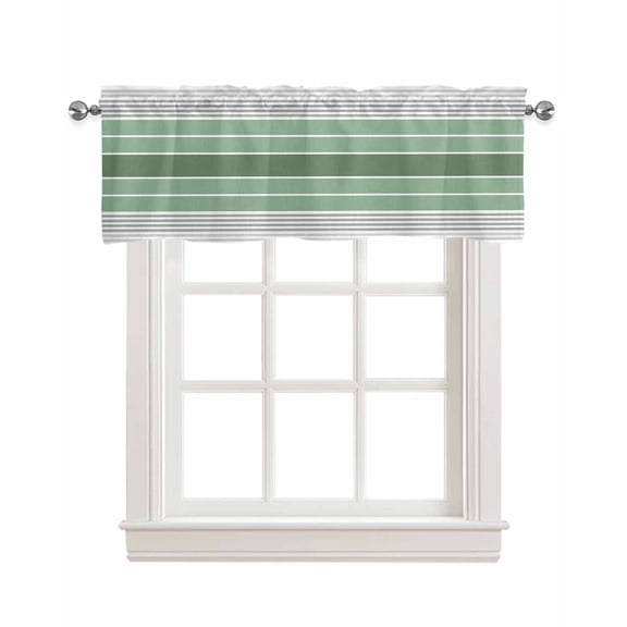 Sage Green Stripes Kitchen Valances for Windows Farmhouse Linen Window Valance Curtain for Living Room Window Treatment Modern Spring Abstract Striped Valance Rod Pocket Topper Drape, 54 x 18 Inch