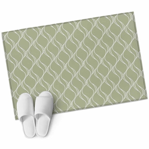 Sage Green Stripes Lines Area Rug 2x3ft Abstract Waves Striped Classic Non-Slip Washable Square Rugs Soft Felt Indoor Floor Mat for Bedroom Kitchen Living Room Bathroom