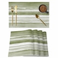 thumbnail image 1 of Sage Green Stripes Placemats Set of 4, Watercolor Gradient Abstract Striped Placemats for Dining Table, Place Mats for Kitchen Tabletop, Waterproof Wipeable Dining Table Mats Set, 1 of 9