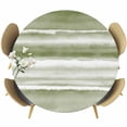thumbnail image 1 of Sage Green Stripes Round Tablecloth, Fitted Table Cover with Elastic for 55"-60" Round Tables, Watercolor Gradient Abstract Striped Table Cloth Outdoor Indoor Dinning Party Waterproof Tablecloths, 1 of 7