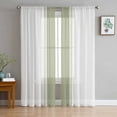 thumbnail image 1 of Sage Green Stripes, Sheer Curtains 72 Inches Long 2 Panels Set, Window Sheer Curtains for Living Room/Bedroom, Geometric Pure Solid Color Light Filtering Rod Pocket Curtain 52'' x 72'' x 2, 1 of 7