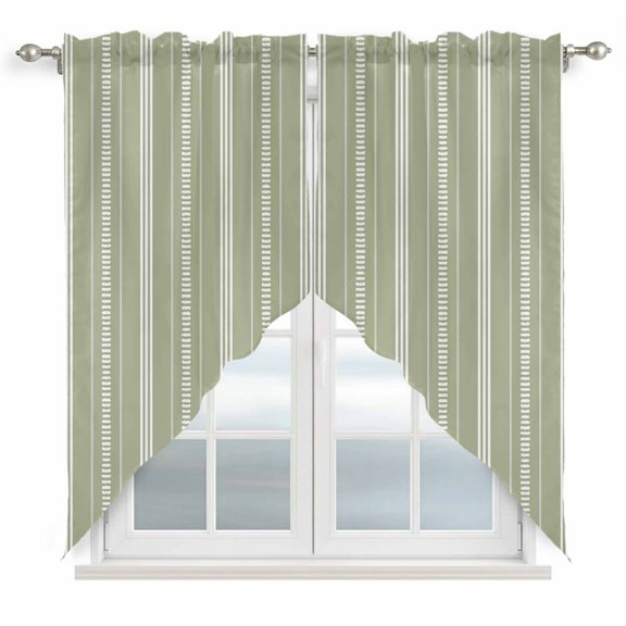 Sage Green Stripes Swag Valances for Windows 2 Pack Classic Minimalist Stripe Modern Geometric Swag Kitchen Curtains 36 Inches Long Rod Pocket Short Window Treatment for Kitchen Bathroom 28"x36"