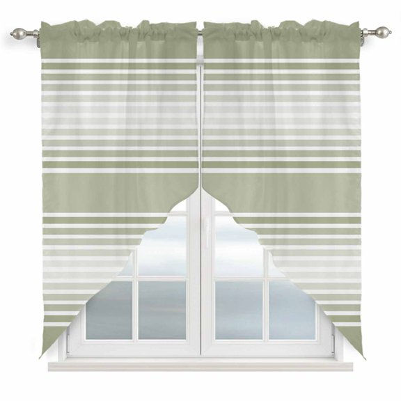 Sage Green Stripes Swag Valances for Windows 2 Pack Minimalist Stripe Modern Gradient Abstract Swag Kitchen Curtains 36 Inches Long Rod Pocket Short Window Treatment for Kitchen Bathroom 28"x36"