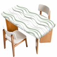 thumbnail image 1 of Sage Green Stripes Table Cloths for 5 Foot Rectangle Tables, Modern Simple Gradient Waves Lines Patio Waterproof Elastic Fitted Tablecloths, Washable Rectangular Table Cover for Camping, 1 of 8