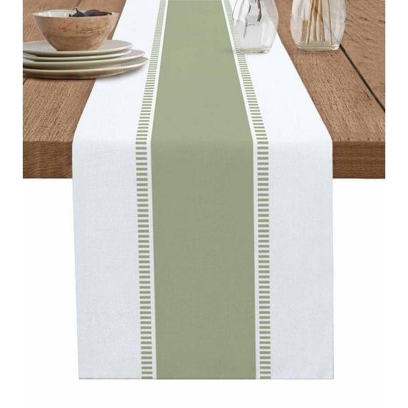 Sage Green Stripes, Table Runner Geometric Pure Solid Color Tablerunners 18 x 72 Inch, Table Decorations Tabletop Scarf for Summer Gathering Holiday Farmhouse Kitchen Dining Decor