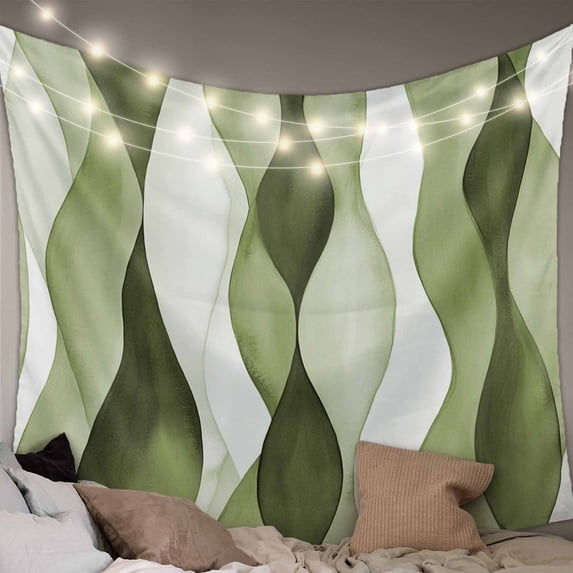 Sage Green Stripes Tapestry for Bedroom Wall Hanging Tapestry, Retro Farmhouse Abstract Ripple Ceiling Backdrop Tapestries Poster Blanket Wall Decor for Teens Room Living Room Dorm 59" x 79"