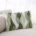 thumbnail image 1 of Sage Green Stripes Throw Pillow Covers, Retro Farmhouse Abstract Ripple Soft Breathable Pillow Cases with Invisible Zipper for Sleeping, Toddler Pillowcases for Couch Bed Sofa Chair 12x20 Inches, 1 of 6