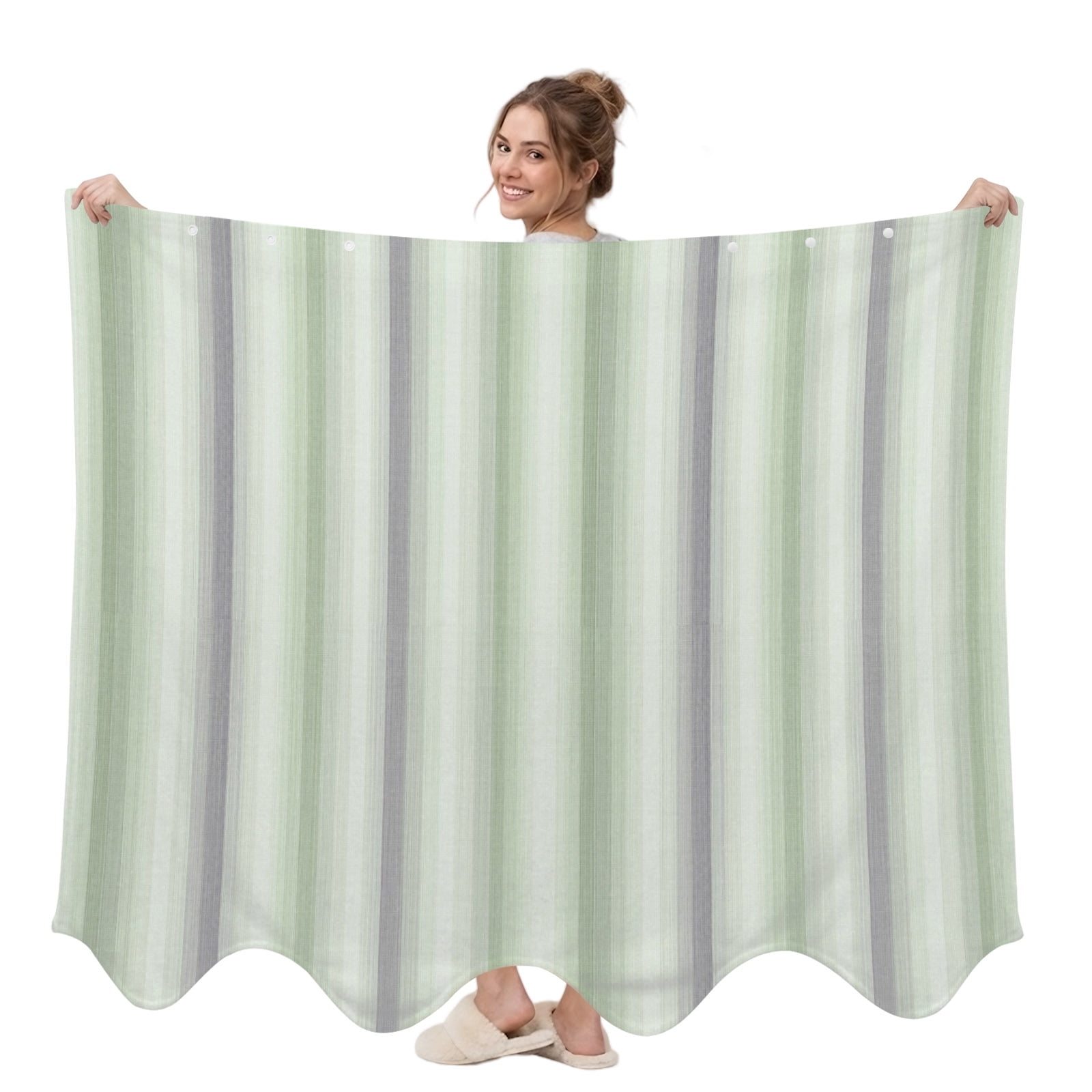 Sage Green Stripes Wearable Blanket, Gray Green Ombre Lines Striped ...