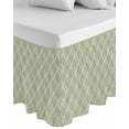 thumbnail image 1 of Sage Green Stripes Wrap Around Bed Skirts for King Bed 16" Drop,Bed Skirt with Adjustable Elastic Belt Dust Ruffle Bed Valance for Bedroom Hotel Simple Geometric Modern Monochrome Bed Frame Cover, 1 of 7