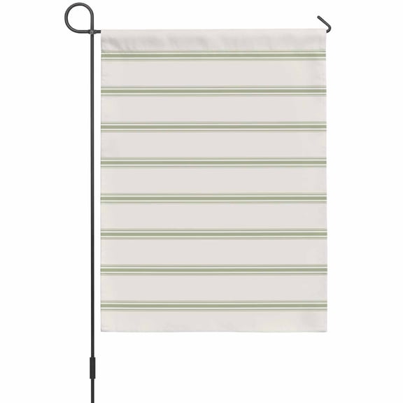Sage Green Strips Garden Flag 12 x 18 Inches, Classic Pink Lines Weather Proof Outdoor Patio Flags Double Sided Small Garden Decoration for Yard Outside Home