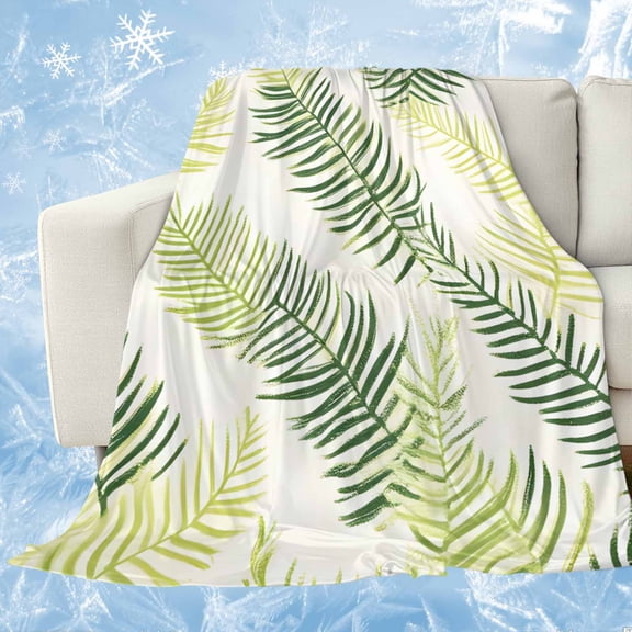 Sage Green Summer Botanical Cooling Blanket, Lightweight Breathable Summer Throw Blanket with Double Sided Cold Effect, Palm Leaf Modern Art Picnic Beach Blankets Bed Sheet for Hot Sleepers 30"x40"