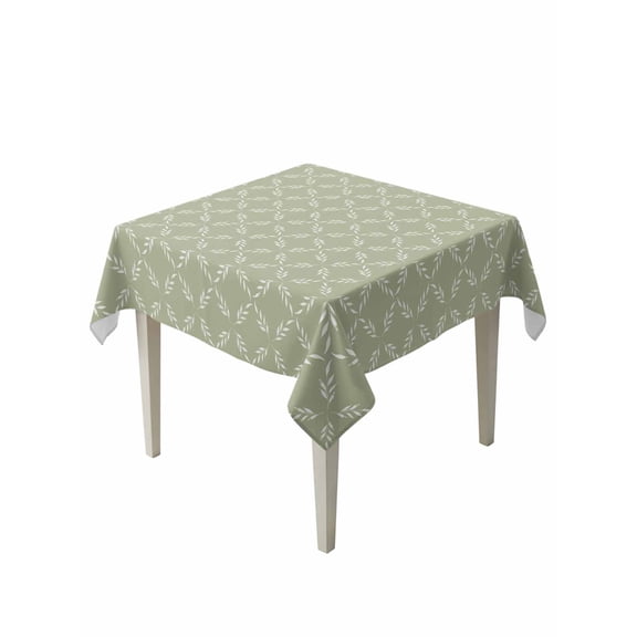 Sage Green Suqare Tablecloth - 60 x 60 Inch, Geometric Flower Leaf Diamond Plaid Retro Waterproof & StainResistant Tablecloth, Washable Oil-proof Table Cover for Dining/Party/Wedding/Camping/Buffet
