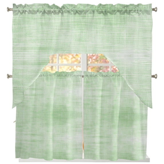 Sage Green Swag Curtains for Living Room/Bedroom Windows, Vintage Solid Color Modern Minimalist Kitchen Curtains and Valances Set 36 Inch Length, Light Filtering Swags Valance Curtain Panels