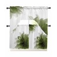 thumbnail image 1 of Sage Green Swag Kitchen Curtains Sets for Windows 24 Inch Length, Boho Modern Floral Abstract Ombre Leaf White Short Window Curtain Panels Swags Valances and Tiers 3 Piece Set for Cafe/Dining Room, 1 of 5
