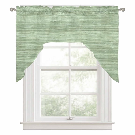 Sage Green Swag Valances for Windows 56 x 36 Inch, Country Vintage Minimalist Farmhouse Solid Color Rod Pocket Light Filtering Window Topper for Kitchen Bathroom Bedroom Living Room