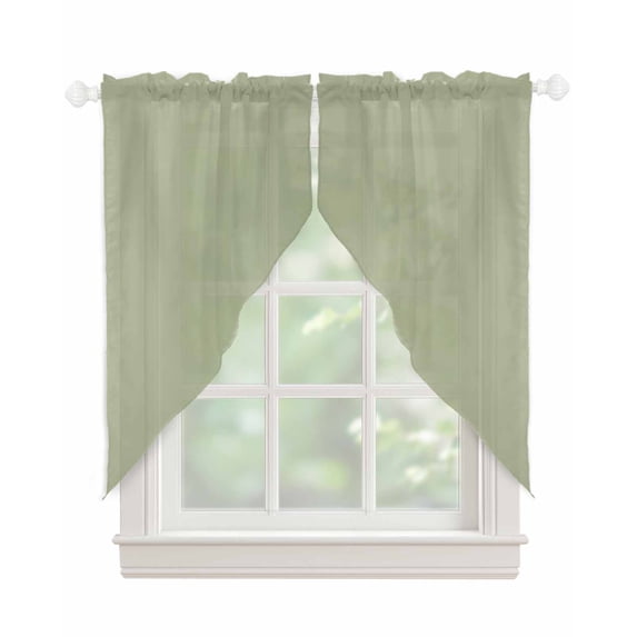 Sage Green Swag Valances for Windows, Farmhouse Sage Green Decor Rod Pocket Sheer Valances for Large Windows, Swag Toppers Light Filtering for Kitchen Living Room 2 Panels 36''x63''