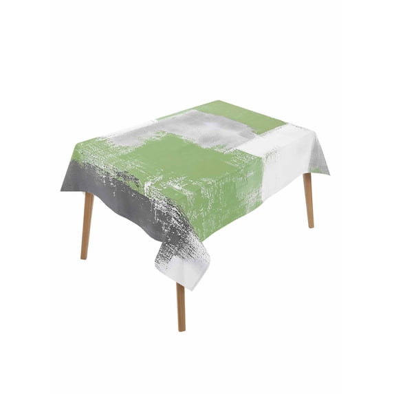 Sage Green Table Cloth 52x70 Inch Rectangle, Gray Graffiti Color Blocks Abstract Art Geometric Waterproof Tablecloth Washable Table Cover for Party Picnic Dinner Decor