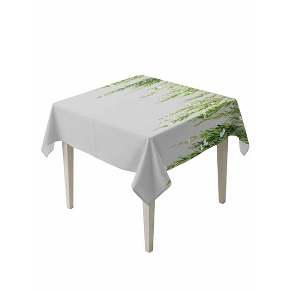 Sage Green Table Cloth, Waterproof Tablecloth for Square Tables, Summer Botanical Leaves Watercolor Reusable Washable Fabric Table Cover for Restaurant Kitchen Dining Tables 60"x60"