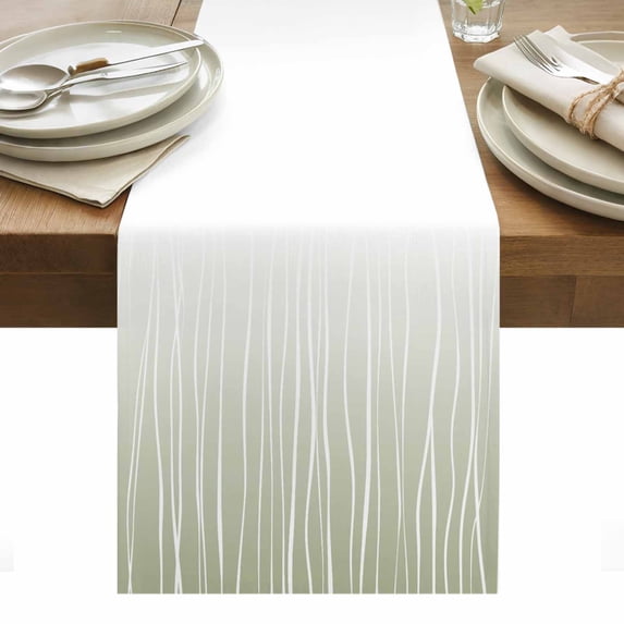 Sage Green Table Runner - 36 Inch Long, Kitchen Dining Table Runner Dresser Scarves, Ombre Gradient Striped Minimalist Texture Farmhouse Decor for Coffee Tables Wedding Party Banquet