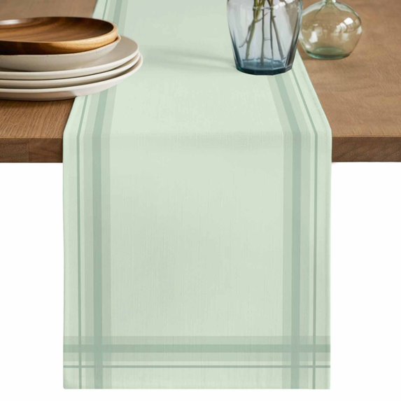 Sage Green Table Runner 72 Inches Long, Modern Minimalist Grid Pattern Cotton Linen Table Runners Dresser Scarves, Decorative Fabric Tabletop Scarf Furniture Cover for Home Dinner Party 13"x72"