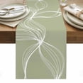 thumbnail image 1 of Sage Green Table Runner - 90 Inch Long, Kitchen Dining Table Runner Dresser Scarves, Minimalist Abstract Modern White Art Farmhouse Decor for Coffee Tables Wedding Party Banquet, 1 of 8