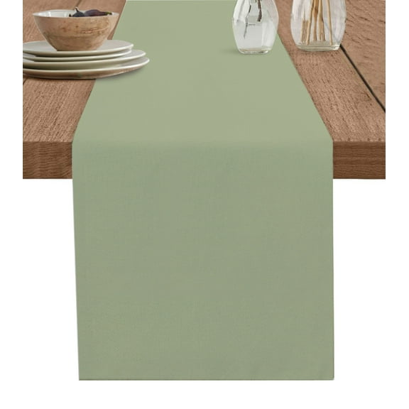 Sage Green Table Runner Farmhouse Sage Green Decor Tablerunners 13 x 60 Inch, Table Decorations Tabletop Scarf for Summer Gathering Holiday Farmhouse Kitchen Dining Decor
