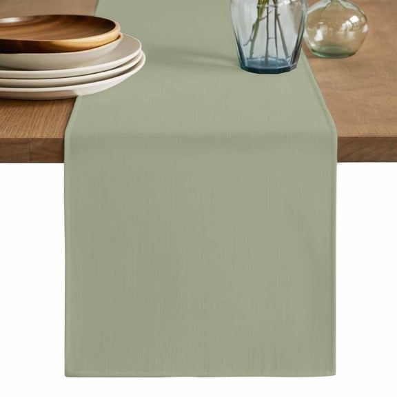 Sage Green Table Runner, Farmhouse Sage Green Decor Washable Cotton Linen Table Runners 90 Inches Long, Dresser Scarf Runner for Dining/Coffee/Kitchen/Hallway Tables 13''x90''