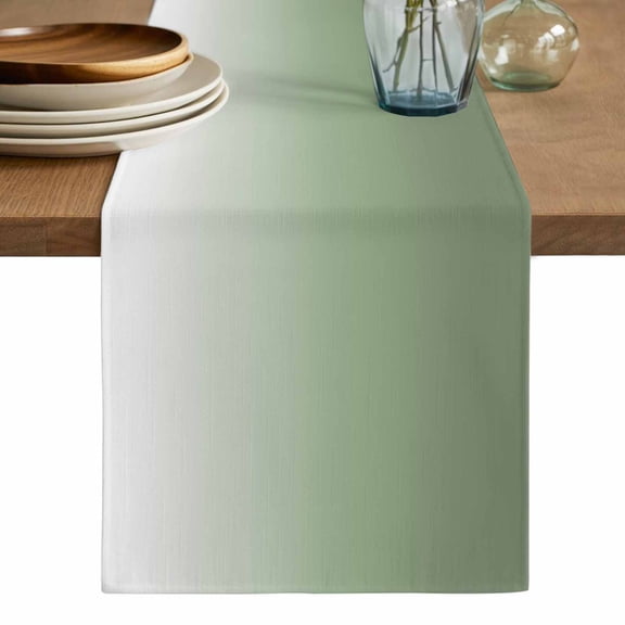 Sage Green Table Runner, Farmhouse Sage Green Ombre Washable Cotton Linen Table Runners 36 Inches Long, Dresser Scarf Runner for Nightstand/End Tables/Round Tables 13''x36''