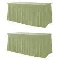 thumbnail image 1 of Sage Green Tablecloth Rectangle 6ft - Spandex Table Skirt Covers 2pcs - Banquet Linen for Party Decorations, Weddings, Events, 1 of 9