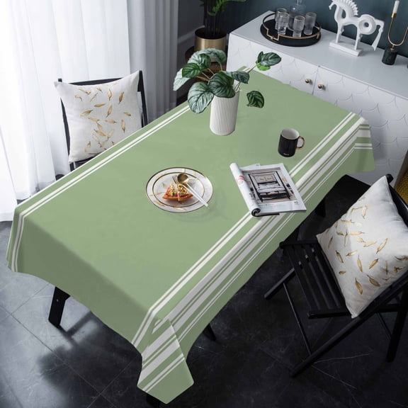 Sage Green Tablecloth Rectangle Table Cloths 54x108 , Waterproof Tablecloth Outdoor Table Cloth, Farmhouse Sage Green White Striped Washable Table Cover for Kitchen Dining Party