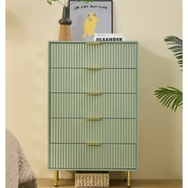 Sage Green Tall 5 Drawer Dresser for Bedroom 48" Modern Fluted Chest of Drawers Dressers
